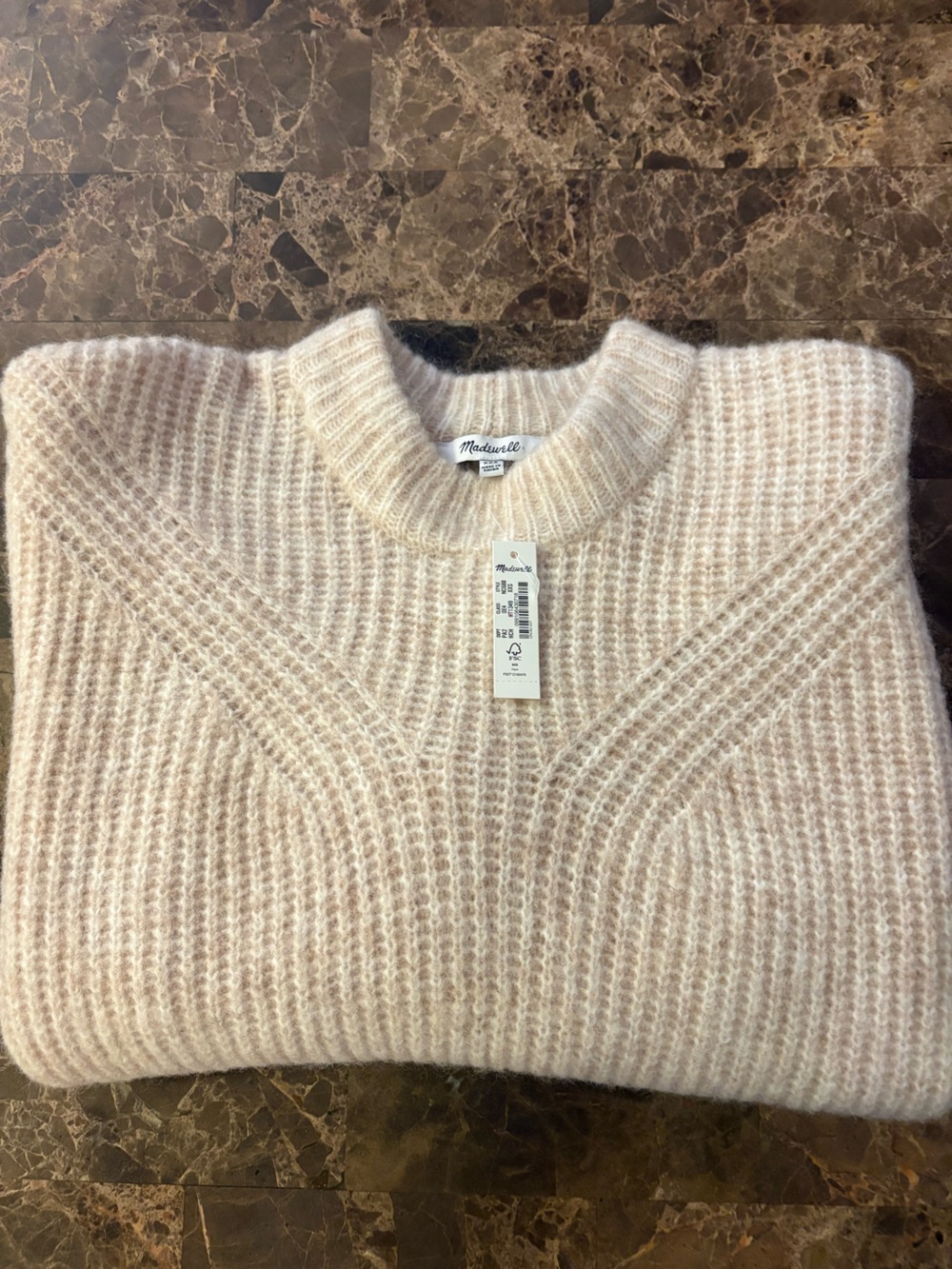 Madewell Soft Cream Waffle-Knit Crewneck Sweater